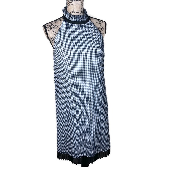 WHBM Gingham Halter Pleated Shift Dress NWT 12